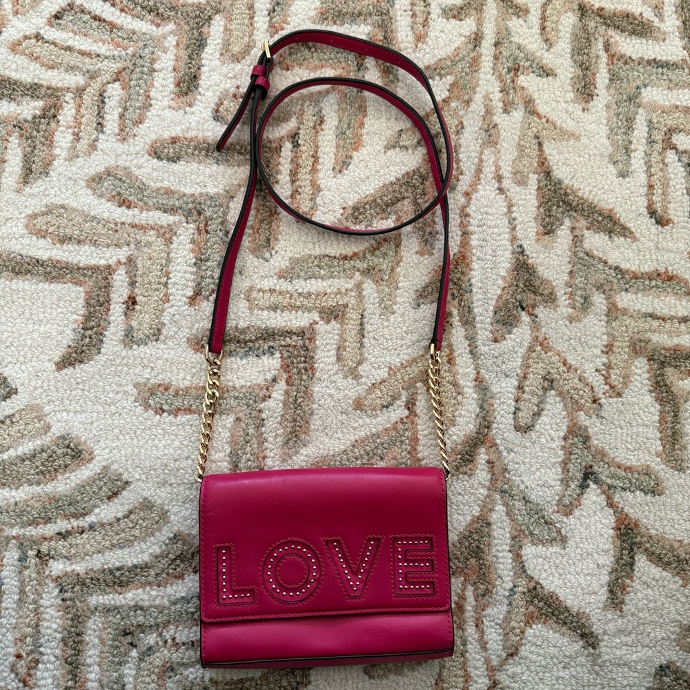 Michael Kors Ruby Pink Love Crossbody Purse with Gold Hardware - Picture 2 of 8